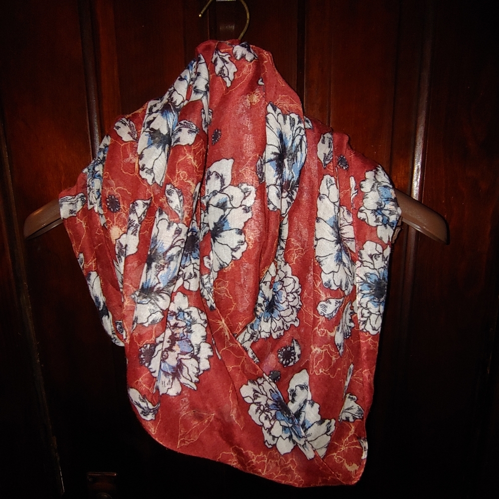 Red floral infinity scarf